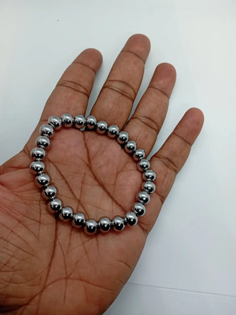 304 Stainless Steel Stretch Bead Bracelet 8MM Women Men NWT